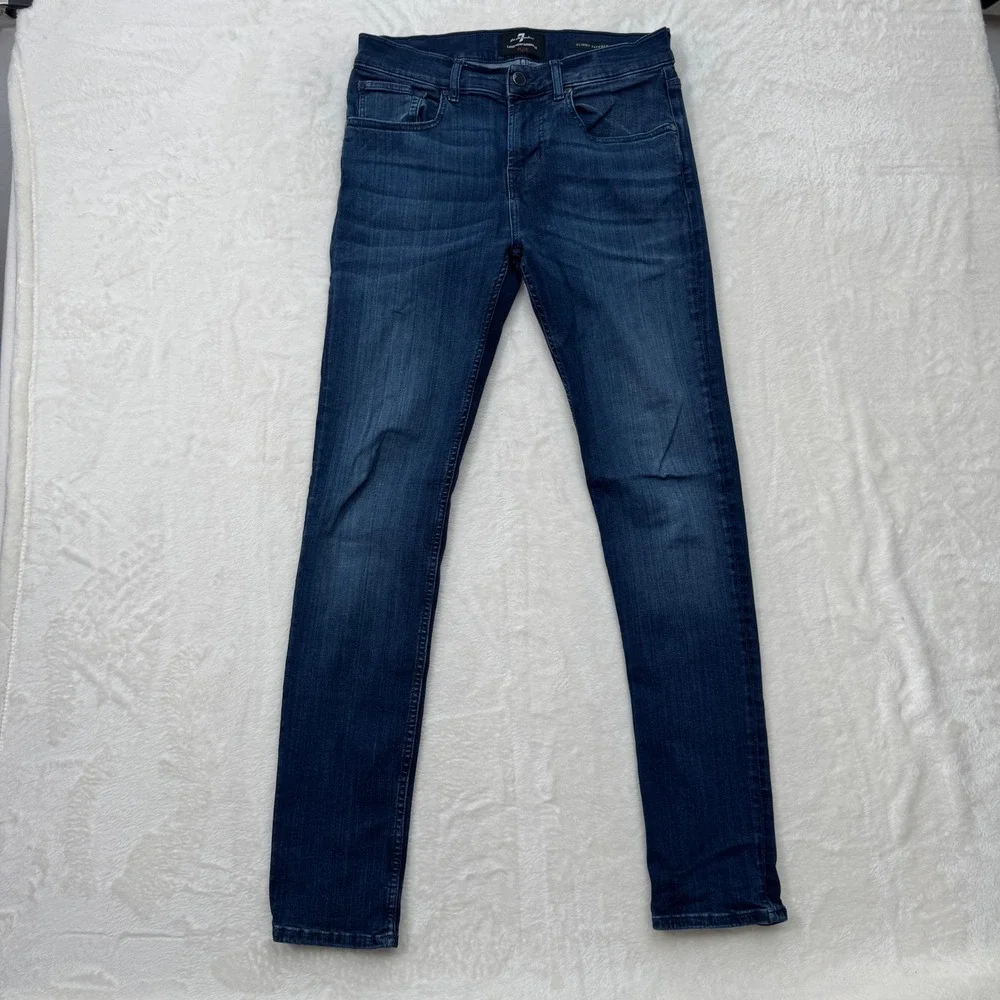 7 For All Mankind Jeans Mens 30 Dark Blue Slimmy Tapered Luxe Performance Plus